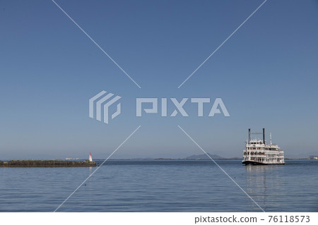Sightseeing boat Michigan floating on Lake Biwa Sightseeing boat Michigan floating on Lake Biwa 76118573