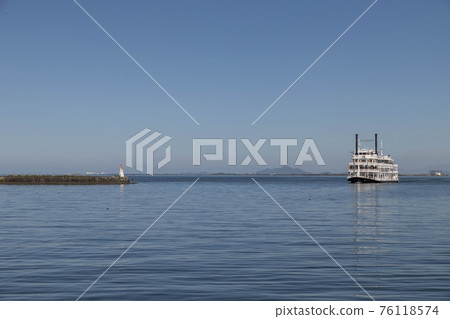 Sightseeing boat Michigan floating on Lake Biwa Sightseeing boat Michigan floating on Lake Biwa 76118574