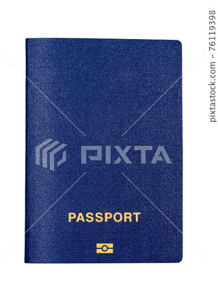 Biometric COVID-19 international vaccination passport close up isolated on white background 76119398