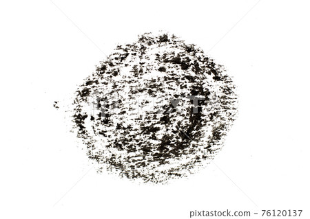 Black color oil pastel drawing in circle or round shape on white paper background Black color oil pastel drawing in circle or round shape on white paper background 76120137