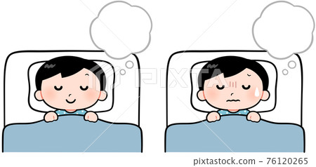 Sleeping boy and 2 types of speech bubbles Sleeping boy and 2 types of speech bubbles 76120265