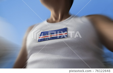 The national flag of Cape Verde on the athlete's chest 76122648