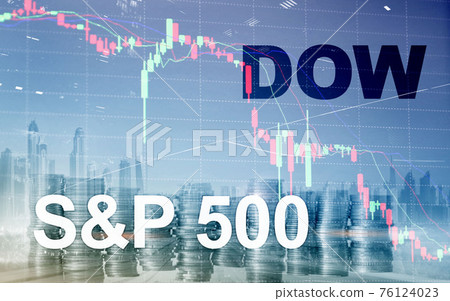 American stock market. Sp500 and Dow Jones. Financial Trading Business concept. 76124023