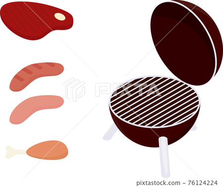 isometric barbecue isolated on white background - Stock Illustration ...