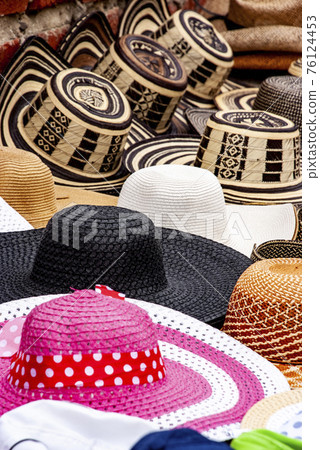 Hats sold on the street in Cartagena de Indias - Colombia Hats sold on the street in Cartagena de Indias - Colombia 76124453