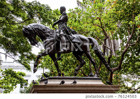 Statue of Simon Bolivar in Cartagena - Colombia 76124503