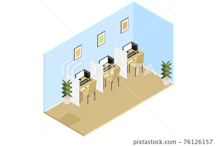 Rental office with partitions, isometric Rental office with partitions, isometric 76126157