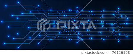 Abstract Technology Background, blue circuit board pattern with light, microchip, power line 76126198