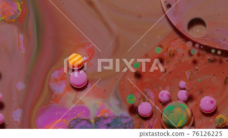 Fantastic structure of colorful oil paint and ink bubbles, chaotic motion, abstract colorful paint Fantastic structure of colorful oil paint and ink bubbles, chaotic motion, abstract colorful paint 76126225