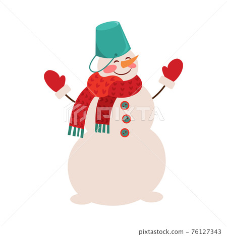 Snowman on a white isolated background. Vector illustration 76127343