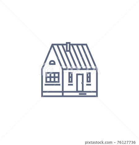 Cottage line icon - village house or wooden... - Stock Illustration ...