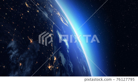 Earth and Space. Earth at night, view from space. 76127795