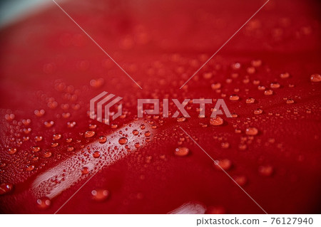 Water drops on car body. Hydrophobic effect  76127940