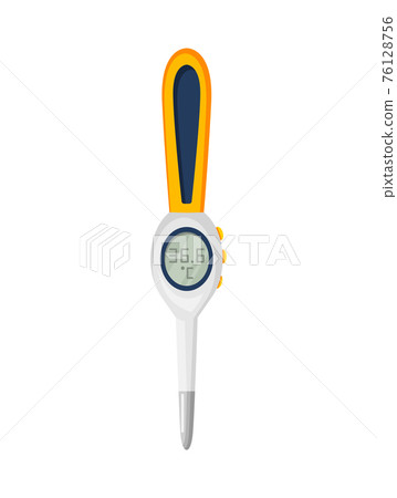 Thermometer icon. Measuring body temperature in vector. Electronic thermometer main prevention coronavirus. Cartoon icon for web design isolated on white background 76128756
