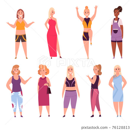 Over size womans set. Adult fat lush people in... - Stock Illustration ...