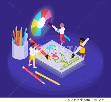 Futuristic Drawing Children Composition 76129390