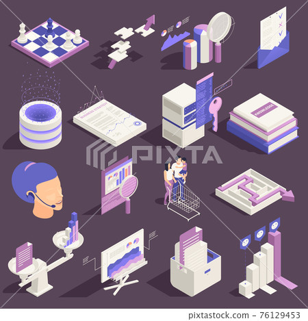 Business Intelligence Isometric Set 76129453