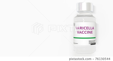 VARICELLA VACCINE text on the label of the medical vial. 3D rendering 76130544