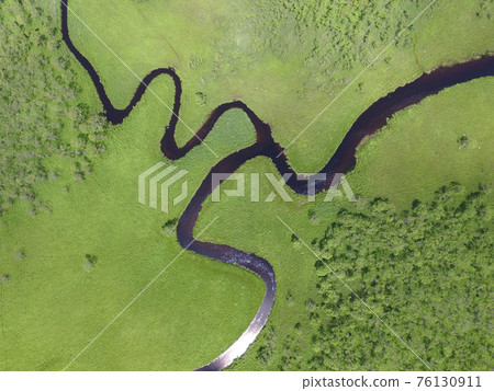 Aerial view / Summer Kushiro Marsh (Tsurui Village, Hokkaido) 76130911