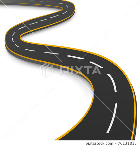 Realistic winding motor road stretching into the horizon - Vector Realistic winding motor road stretching into the horizon - Vector 76131813