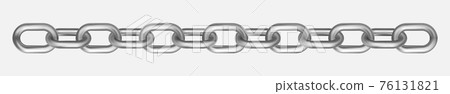 Metal silver chain on white panoramic background - Vector 76131821
