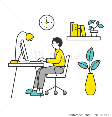A man using a computer in the room 76131837