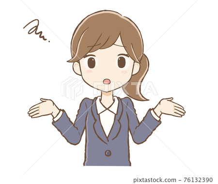 一個穿西裝的女人，一個驚人的姿勢，上半身 76132390