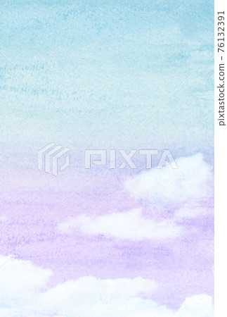 藍藍的天空雲水彩 76132391