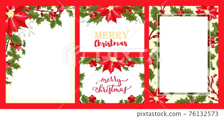Christmas season card design, vector illustration. Winter holiday merry christmas background, floral drawing frame. Greeting invitation collection Christmas season card design, vector illustration. Winter holiday merry christmas background, floral drawing frame. Greeting invitation collection 76132573