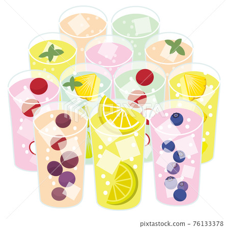 A collection of colorful sour glasses 76133378