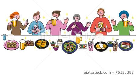 Cooking with people who have a drinking party in a row 76133392