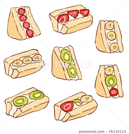 Hand drawn fruit sandwich illustration set 76134114