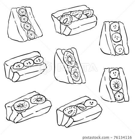 Hand-painted fruit sandwich illustration set, black and white 76134116