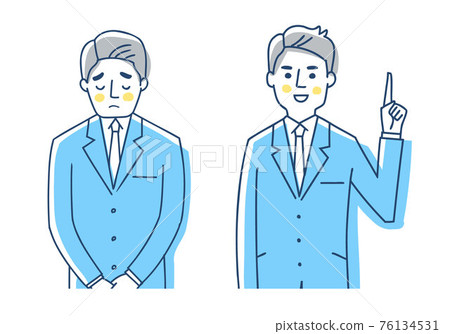 2 patterns of facial expressions for businessmen 76134531