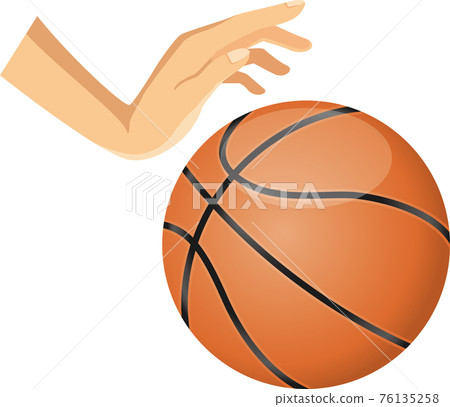An illustration of a hand dribbling a basketball. An illustration of a hand dribbling a basketball. 76135258