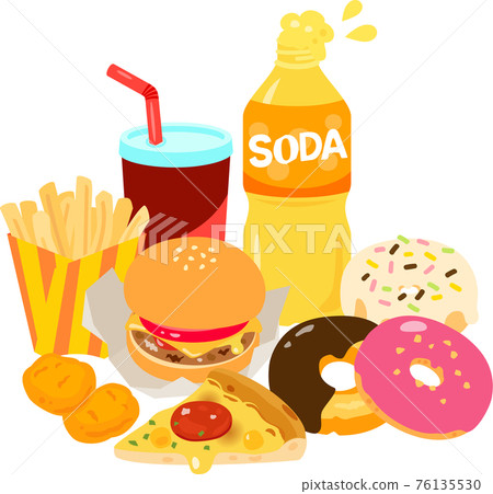 Hamburgers, donuts and junk food Hamburgers, donuts and junk food 76135530