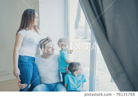 A group of smiling people: man, woman, children . Happy family with love 76135708