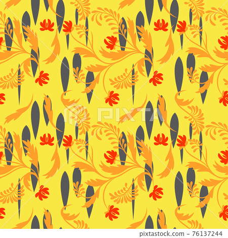 Folk floral pattern. Abstract flowers print. seamless pattern 76137244