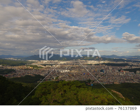 National park. Bukhansan. Scenery. Sky. Clouds. Ridge National park. Bukhansan. Scenery. Sky. Clouds. Ridge 76137869