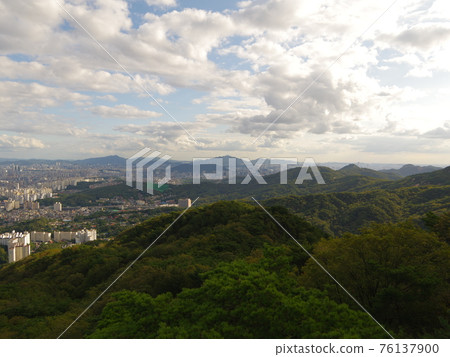 National park. Bukhansan. Scenery. Sky. Clouds. Ridge National park. Bukhansan. Scenery. Sky. Clouds. Ridge 76137900