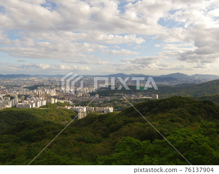 National park. Bukhansan. Scenery. Sky. Clouds. Ridge National park. Bukhansan. Scenery. Sky. Clouds. Ridge 76137904