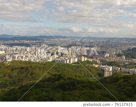 National park. Bukhansan. Scenery. Sky. Clouds. Ridge 76137915