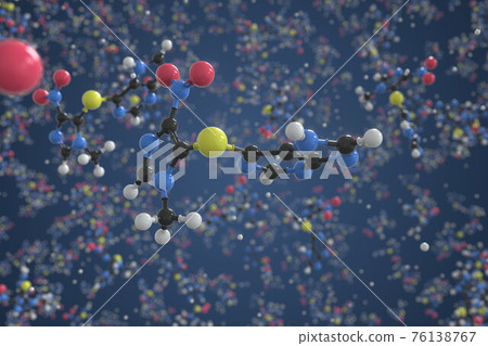 Molecule of azathioprine, ball-and-stick molecular model. Science related 3d rendering Molecule of azathioprine, ball-and-stick molecular model. Science related 3d rendering 76138767