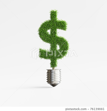 Dollar shaped tree in the light bulb 76139081