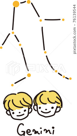 Simple illustrations and star charts of Gemini 76139544