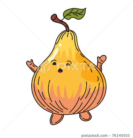 Pear hand dawn sketch fruit cute character cartoon. Vector illustration Pear hand dawn sketch fruit cute character cartoon. Vector illustration 76140503