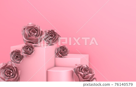 Pink mockup with rose flowers Pink mockup with rose flowers 76140579