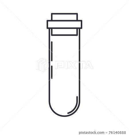 Line medical healthcare art icon flask, tube. Professional equipment symbol. Science, pharmacy, medic, chemistry background emblem element. Laboratory glass. Vector medical outline illustration. Line medical healthcare art icon flask, tube. Professional equipment symbol. Science, pharmacy, medic, chemistry background emblem element. Laboratory glass. Vector medical outline illustration. 76140888