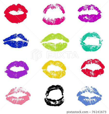 Lipstick Kiss Print Bright background Lipstick Kiss Print Bright background 76141673