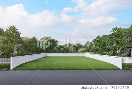 Empty land with a green lawn 3d render 76141709